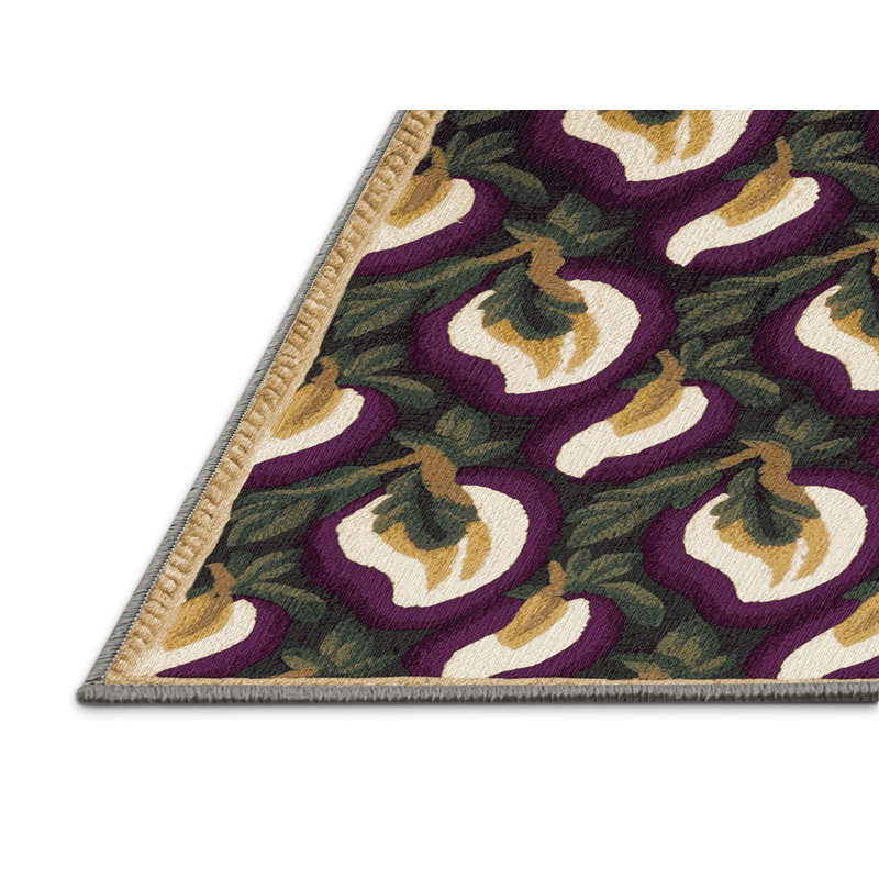 Washable Mangosteen Fruits Area Rug, Square 5'