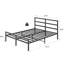 Structure de lit plateforme en métal pour grand lit avec tête de lit élégante, construction, repos silencieux, pas de sommier tapissier stable et silencieux, espace supplémentaire requis-645029628
