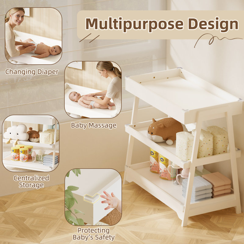 Changing Table With Pad, White