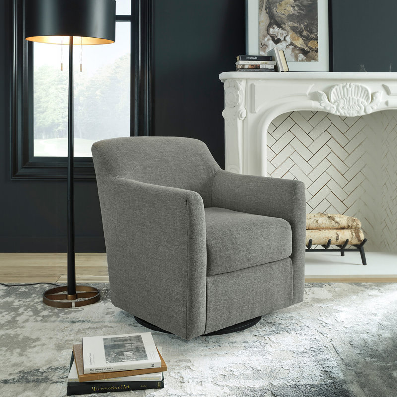 Bradney Upholstered Swivel Armchair, Smoke Fabric