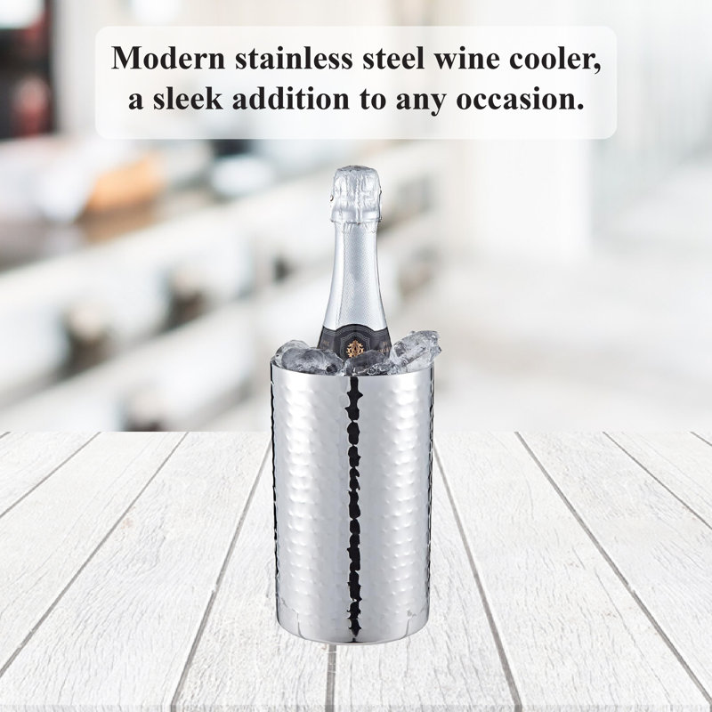 Buckingham Wine Cooler Double Wall Stainless Steel Hammered Effect 20 cm 1.5 Litres
