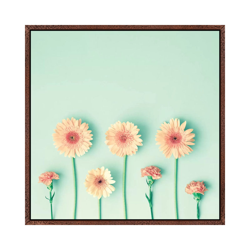 Seven Flowers by Caroline Mint - Print on Canvas, Classic Brown Wood Framed, 93.98 cm H x 93.98 cm W