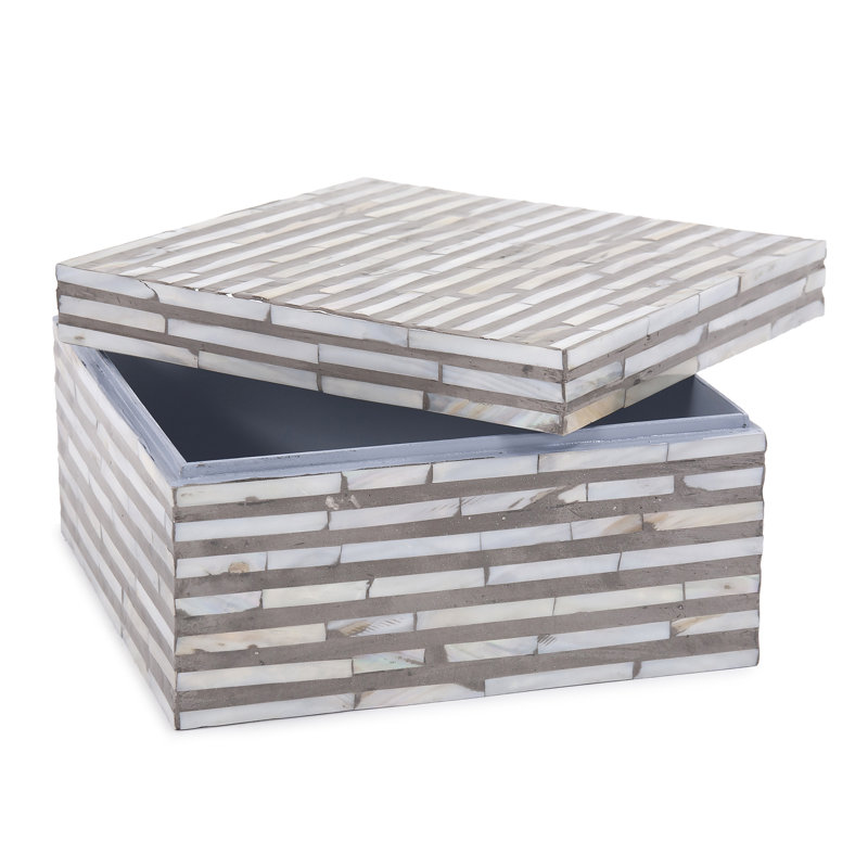 Boîte décorative en nacre Omega, H 5 po x l 8 po x P 8 po