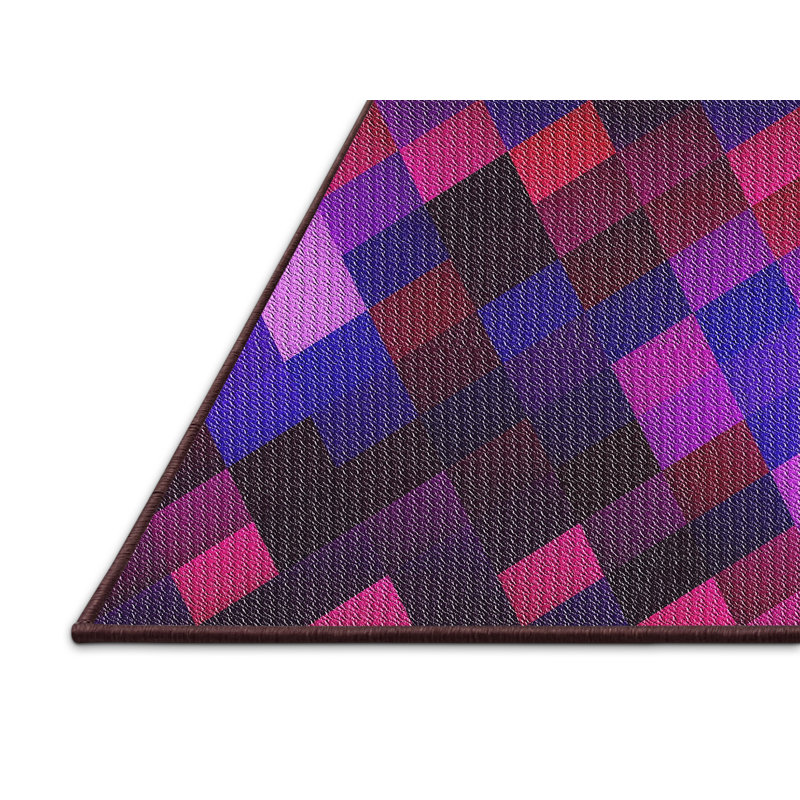 Tapis rose/noir tissé à la machine, Rectangle 2 pi x 3 pi