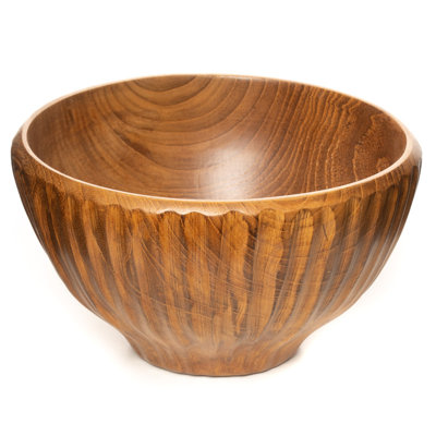 Bol vertical en bois de teck sculpté Shiruwan