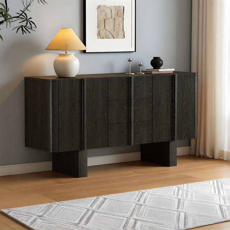 Buffet simple et spacieux, Black, H 33,46 po x l 62,99 po x P 17,71 po