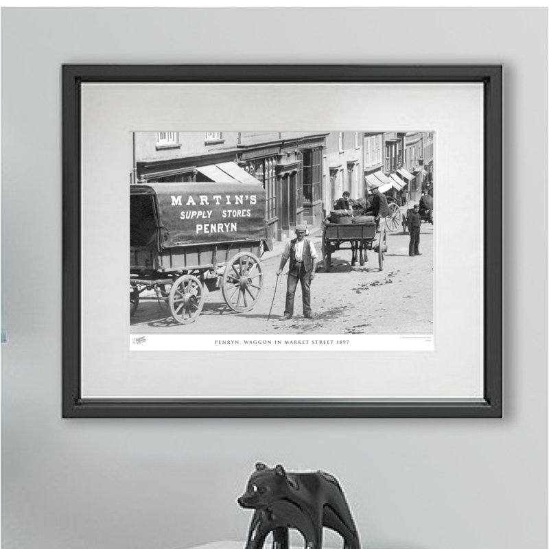 Penryn, Waggon In Market Street 1897 - Single Picture Frame Print, 45cm H x 60cm W x 2.3cm D