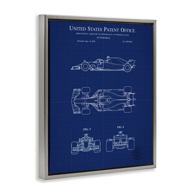 «Race Car Blueprint», art mural encadré flottant par Karl Hronek