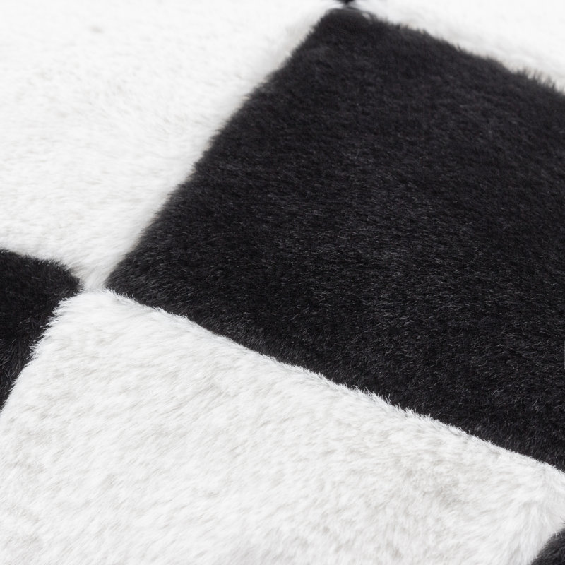 Cozee Check Square Cushion, Black