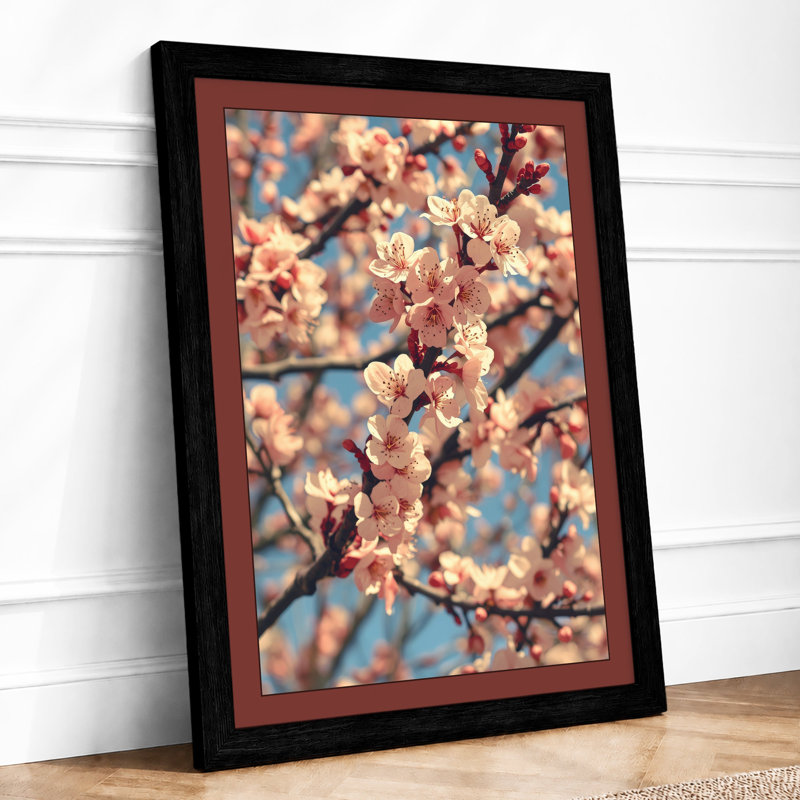 Spring Blossoms in Focus Botanical - Framed Print, A4 - 29.7 x 21.0 cm, Black