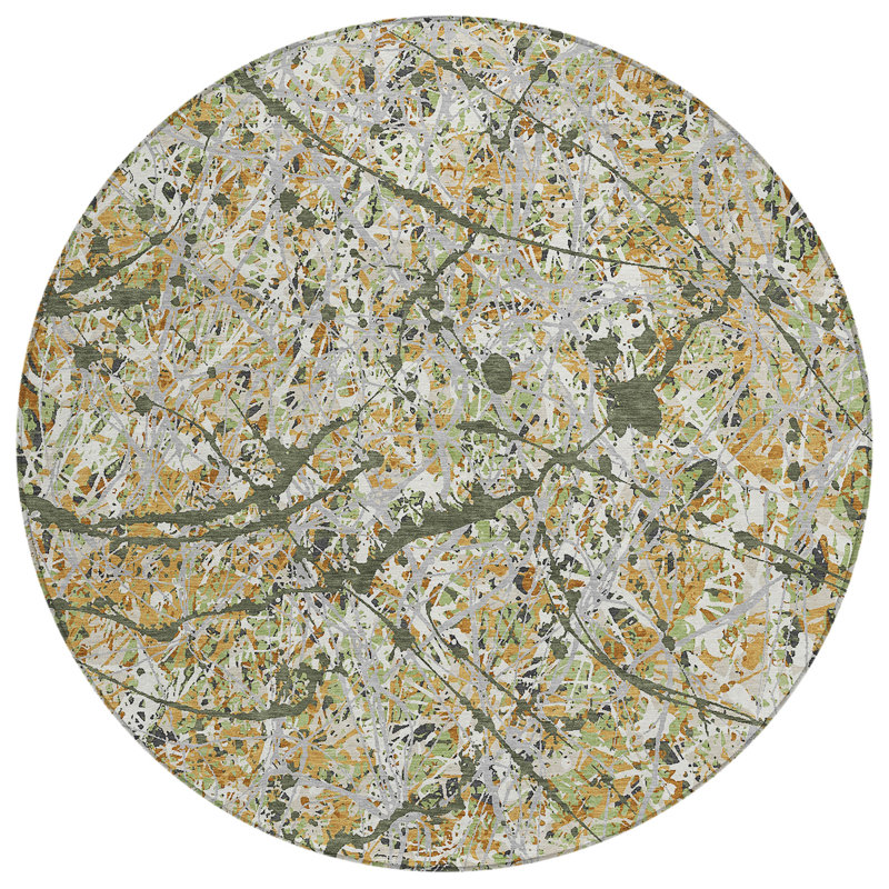 Machine Washable Indoor/Outdoor Jozwiak ACN2389 Abstract Rug, Round 8'