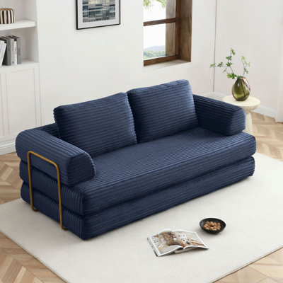Convertible Sofa Bed, Folding Floor Couch Corduroy Fold Out Couch Bed Futon Sleeper Mattress With Pillows, Boneless Sofa For Living Room Bedroom