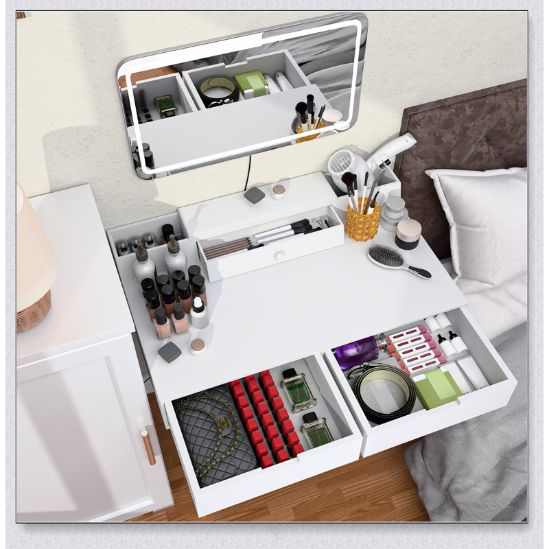 Makeup Vanity Desk With Removable Mirror And Lights, 3 Color Modes & Adjustable Brightness For Flawless Beauty