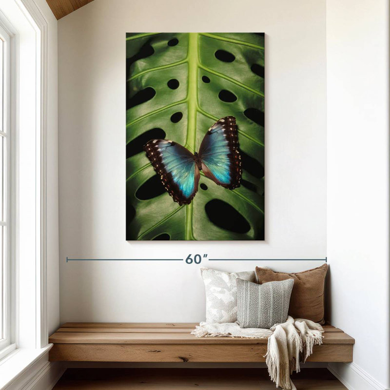 Brampt Butterfly On Monstera, 48" H x 32" W