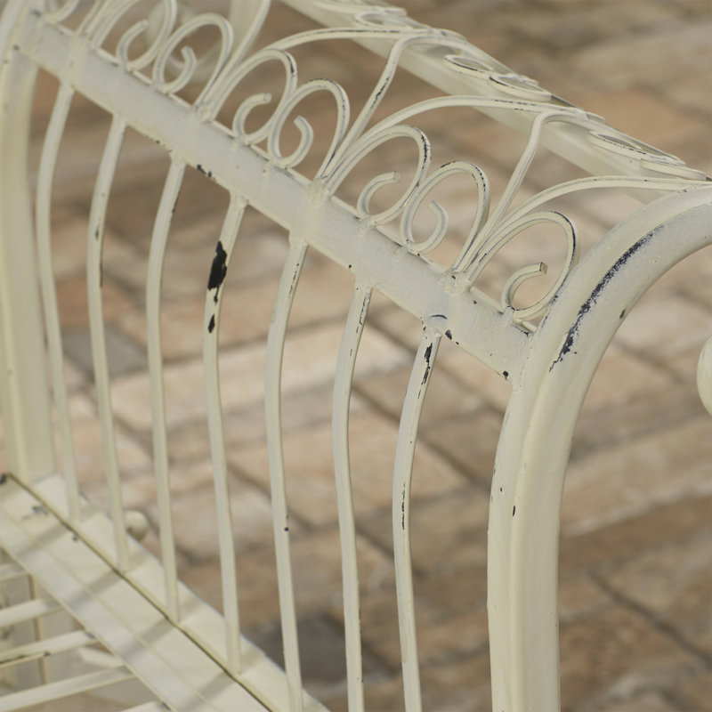 Banc de jardin en fer Beelu, Blanc antique
