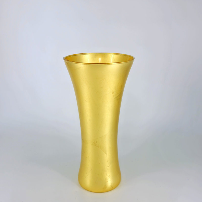 PATTY Solid Gilded Glass Bouquet Vase, Overall Height - 11.75'', Gold