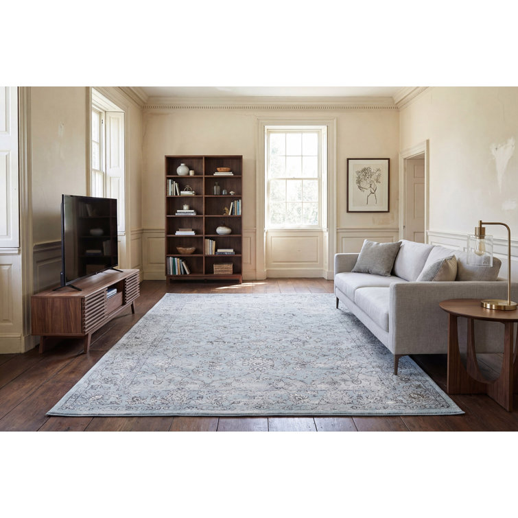 Tapis bleu acier / crème Attell