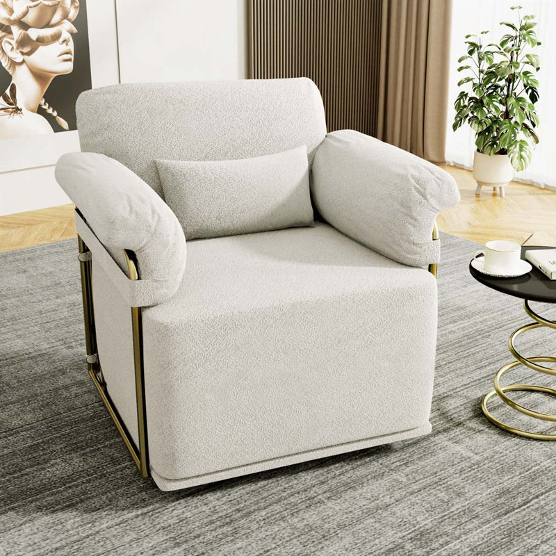 Fauteuil demi-tonneau rembourré et pivotant, Beige