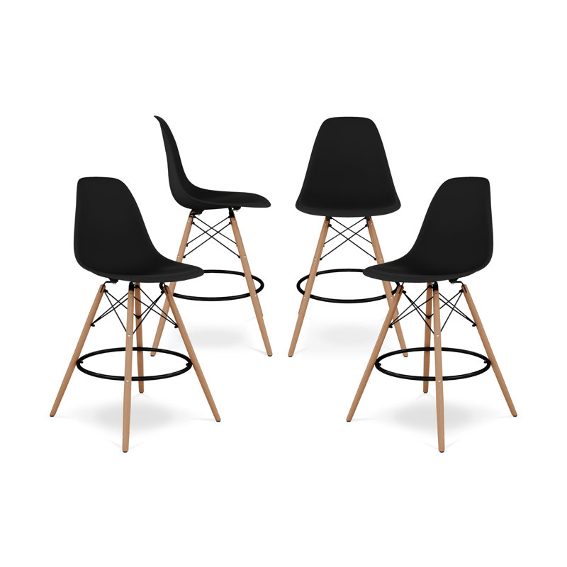  Tabouret de comptoir, vert, paquet de 4, Noir
