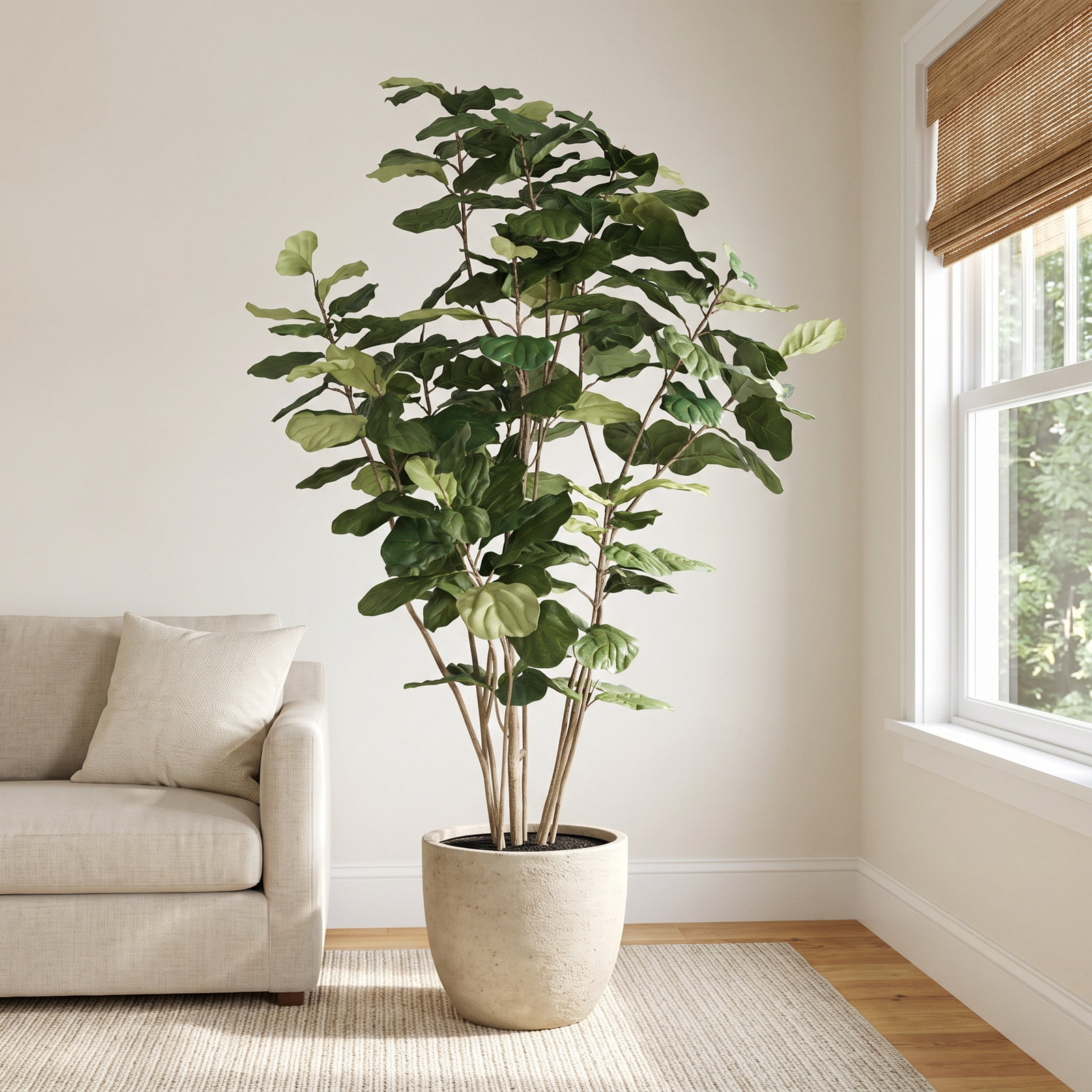 Fiddle Leaf Fig Tree in Pot, 72" H x 35" W x 35" D