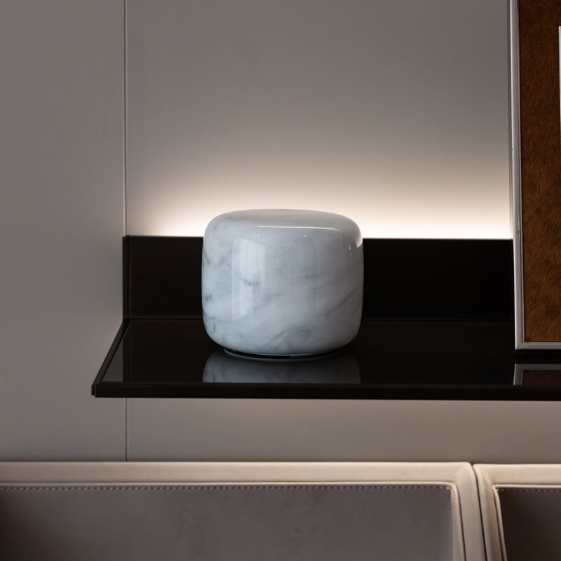 Lampe de table cylindrique en marbre blanc nuageux blanc, veilleuse chaude à DEL rechargeable USB-C avec luminosité réglable à 3 niveaux, lumière ambiante portable sans fil pour le salon de la chambre à coucher