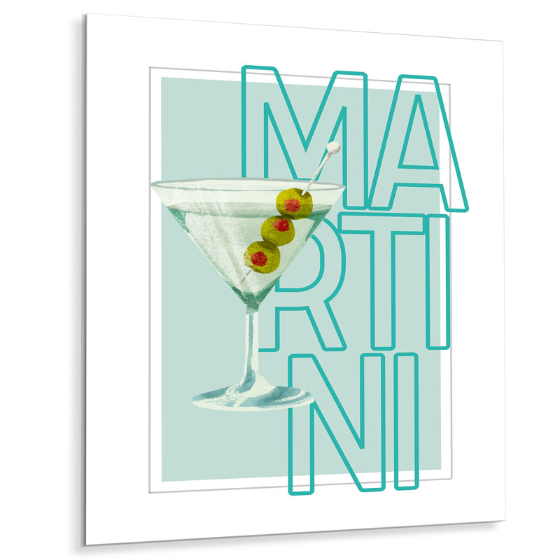 «Straight Martini With Olives Cocktail», impression d'art mural, Métal métal, 32" H x 24" W