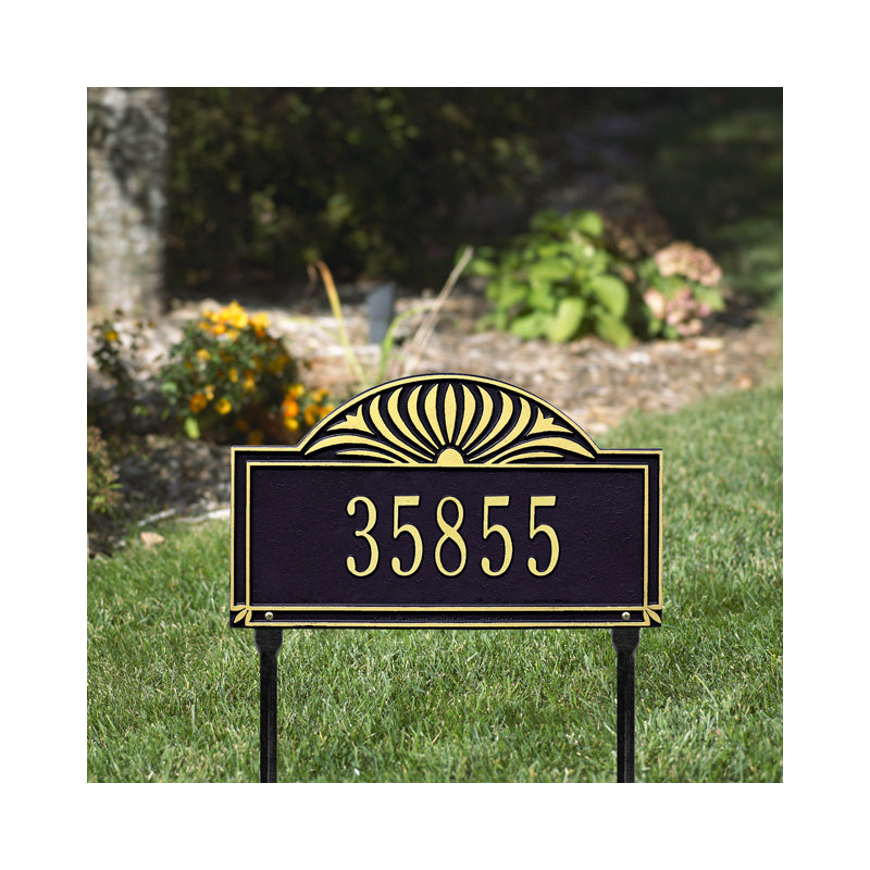 Sunburst 1-Line Lawn Address Sign, Antique Copper, Yes