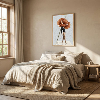 Grande toile murale en cuivre représentant une femme à tête de fleur en body noir