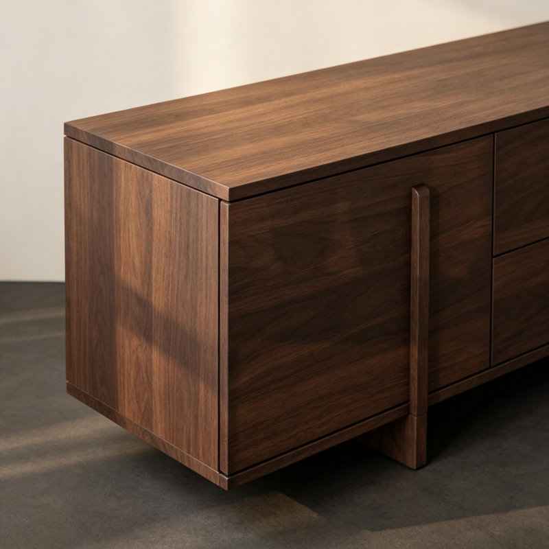 Meuble télé en noyer teint chêne, 19.6" H x 70.8" W x 15.7" D, Brown