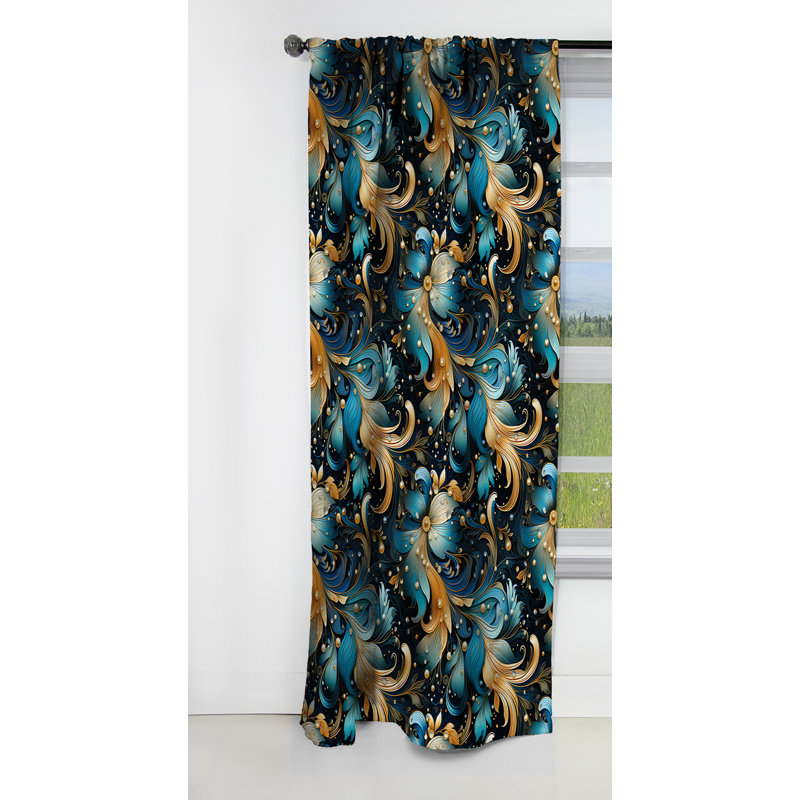 Motif cachemire céleste II - motif floral - rideau occultant - 1 panneau, L 52 po x L 108 po