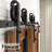 Black Rustic Spoke Wheel Design Single Track Bypass Two Door Hardware Kit( Door Not Included)-50207984