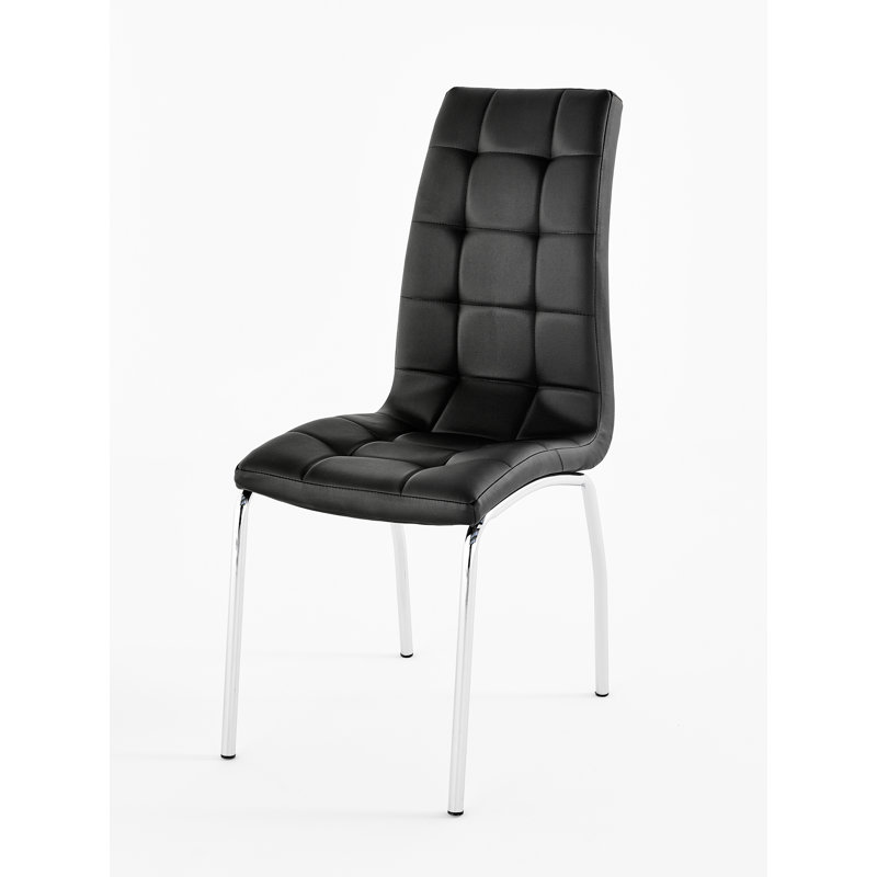 Liam 45cm H Tufted Upholstered Metal Side Chair, Black