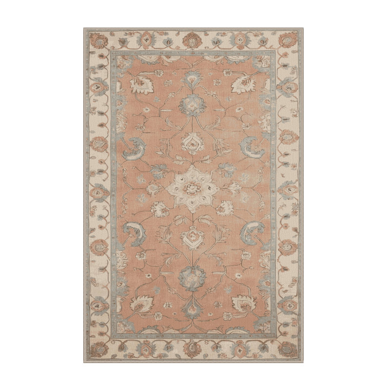 Tapis beige lavable à la machine Afyon, Rectangle 7 pi x 10 pi
