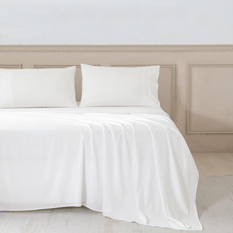 Aaralyn 200 Thread Count 100% Cotton Egyptian Brushed Flat Sheet, Double (4'6)