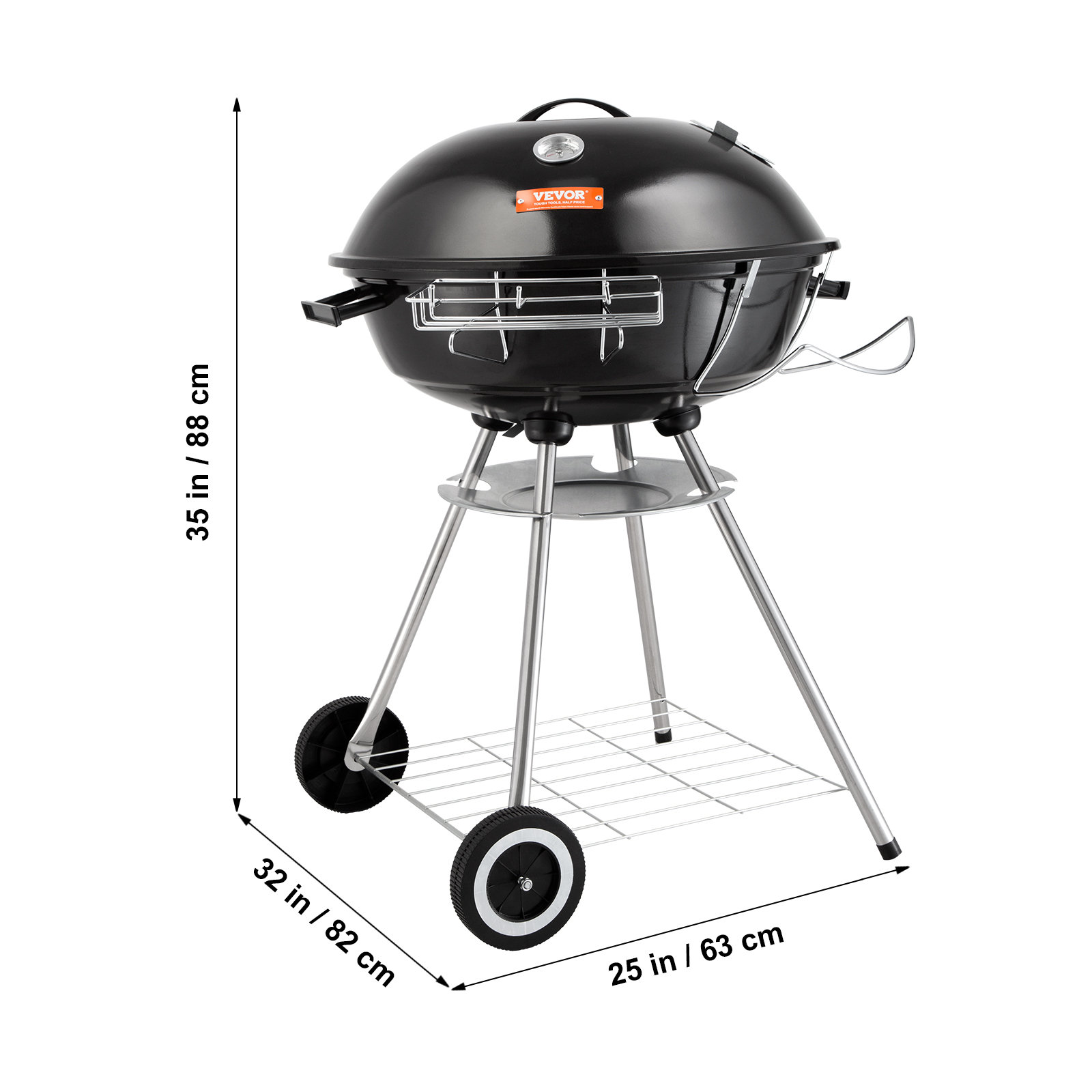 35 Barrel Charcoal Grill Outdoor BBQ Side Table Cooking Rolling