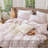 MooMee Gingham Duvet Cover Set 100% Washed Cotton Linen Like Lightweight-115836940-117586342
