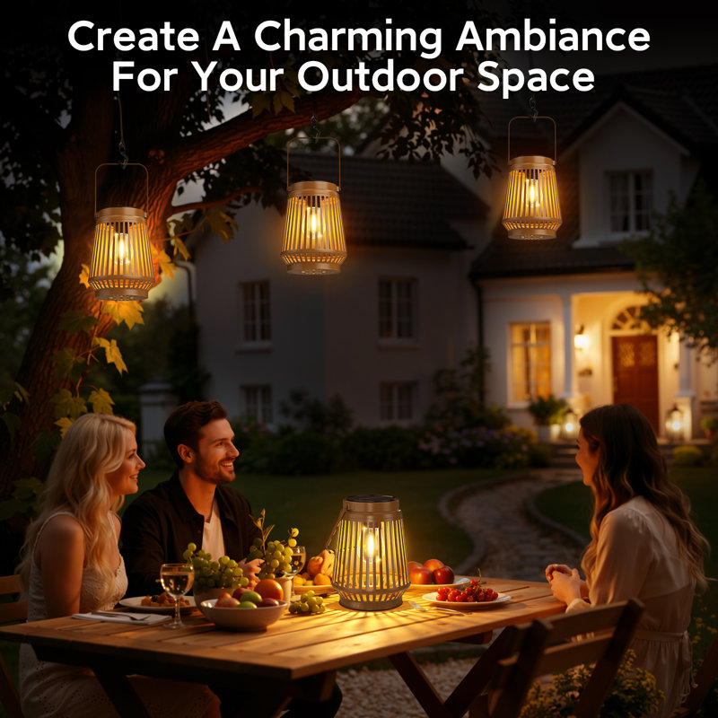 Solar Lanterns Outdoor Waterproof Brighter Up To 12 Hrs Outdoor Hanging Solar Lights, Retro Metal Outside Lanterns Auto On/off For Patio