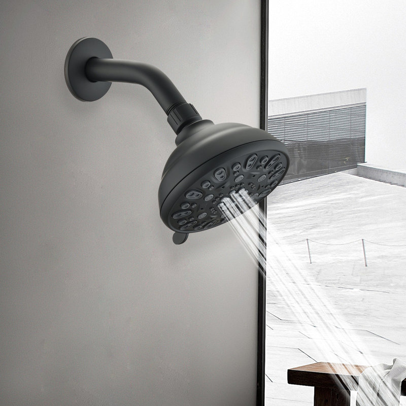 Matte Black 4.72" Shower Head - High , 6 Modes, Clogging, 1.8 Gpm Water Flow In Adjustable Clog, Rustproof,, Matte Black