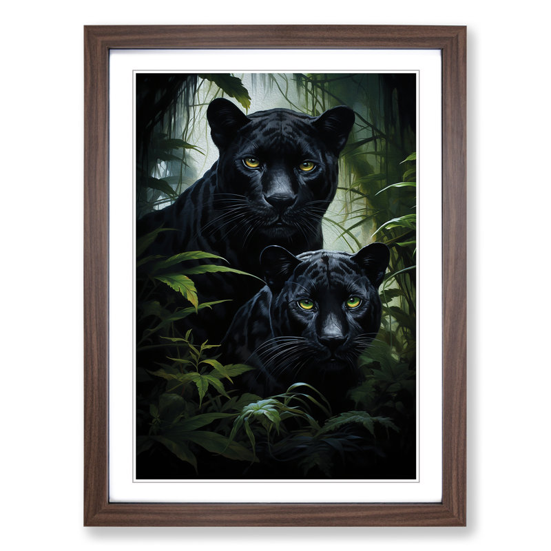 Panther Gothic - Single Picture Frame Print, Walnut Framed, 46cm H x 34cm W x 2" D
