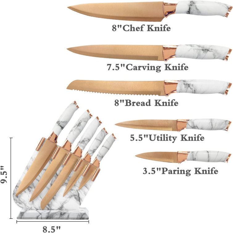 Wuyi 6 Piece High Carbon Stainless Steel Knife Block Set B12866