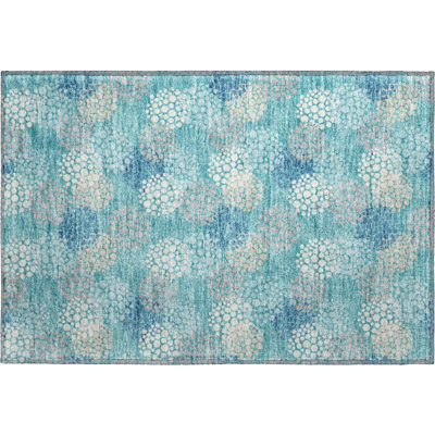 Premium Machine Washable Prisco Teal Rug