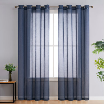 Linen Semi-Sheer Grommet Curtain Panels