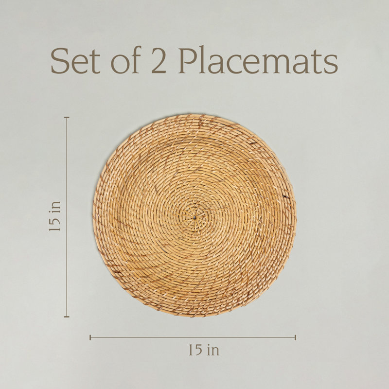 Natural Fiber Over&Back Woven Frayed Chambray Placemats