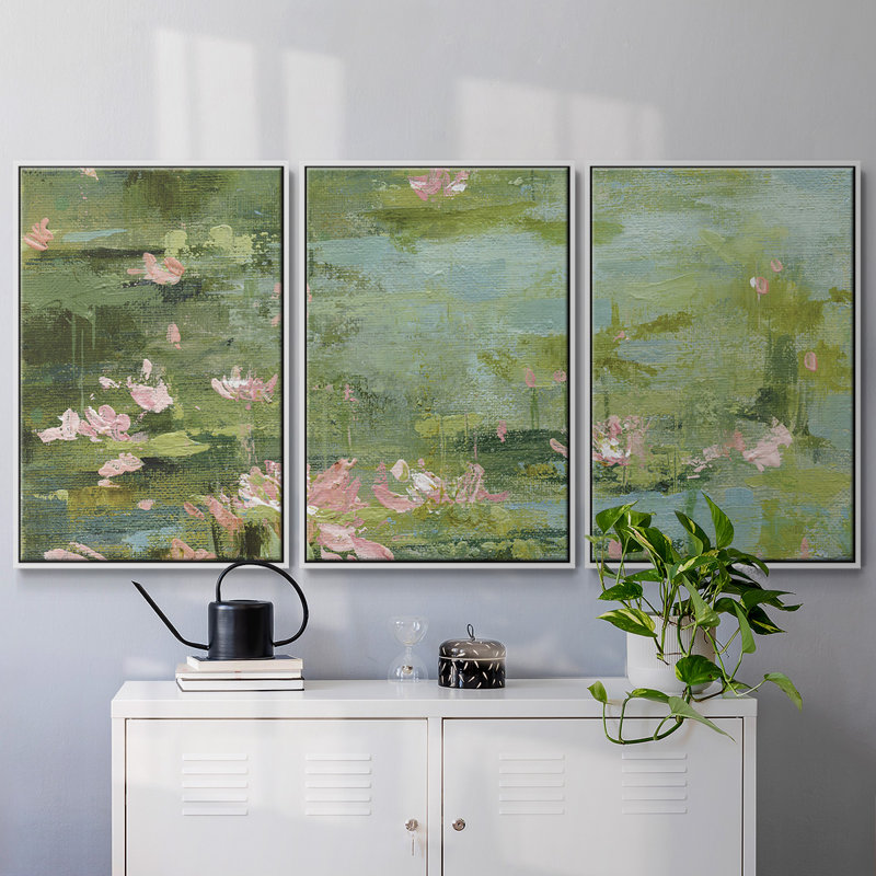 Céladon, reproduction sur toile 3 pièces, Blanc, H 40 po x l 78 po x P 2 po
