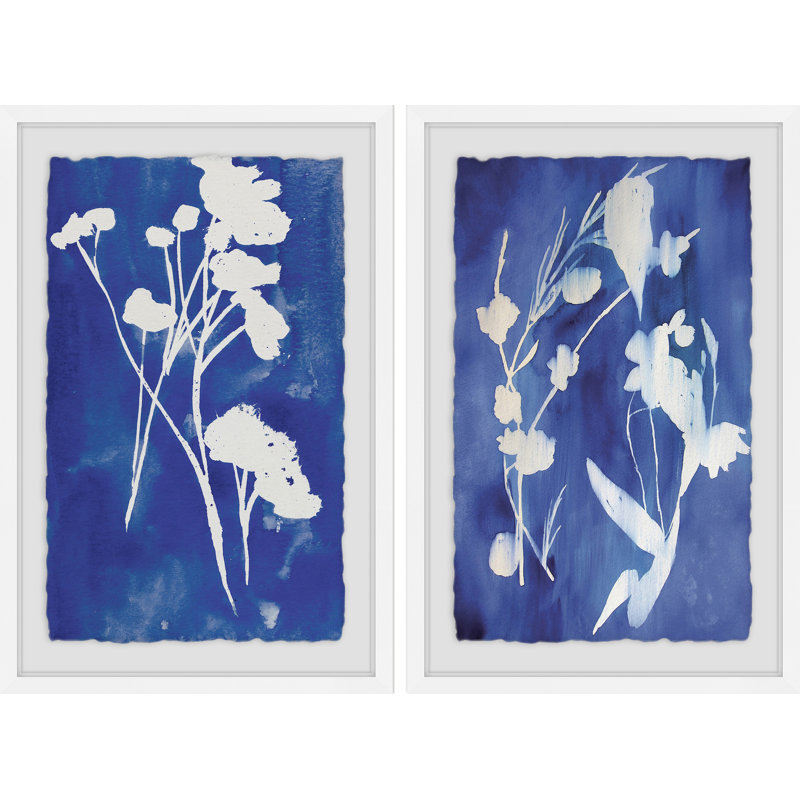 « white tiges diptych », ensemble de 2 reproductions de peintures à l’acrylique encadrées, H 12 po x l 8 po x L 1,5 po