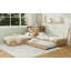 L-Shaped Combination Bed Frame with Trundle and Drawer,3-in-1 Low Corner Platform Bed Linked with Built-in Desk and Led Downlight-129943341