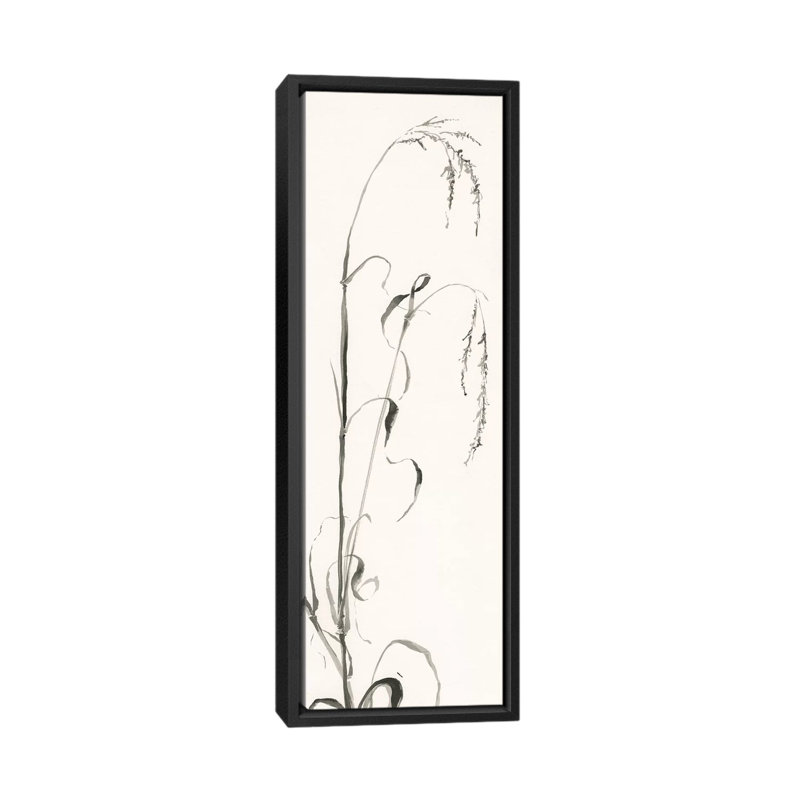 « gray herbes iii », reproduction d’art sur toile tendue, H 48 po x l 16 po x P 1,5 po, Toile encadrée noire