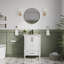 Meuble-lavabo en bois massif blanc l 24 po x H 34,1 po avec lavabo en céramique Cupc, charnières à fermeture en douceur DTC, poignées en aluminium anodisé doré-318611831