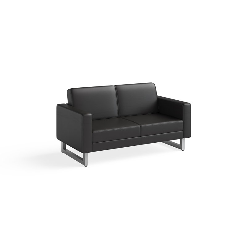 Causeuse Mirella, Cuir noir, Argent