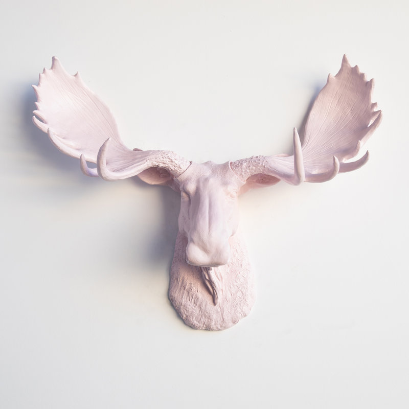 Handmade Rustic Animals Wall Decor on Resin, Light Pink